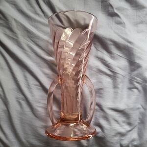 Indiana Glass Twisted Optic Pink 8" Flared Vase